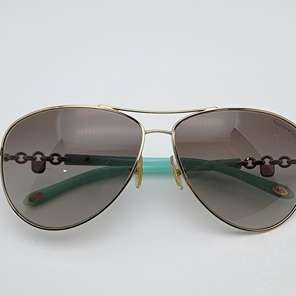 *SOLD* Tiffany & Co TF3034 6021/3M Gold Blue Frame Grey Lens Aviator Sunglasses - Picture 11 of 14